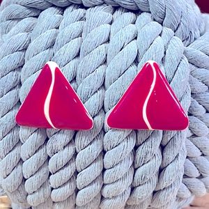 Vintage 80s Enameled Triangle Earrings